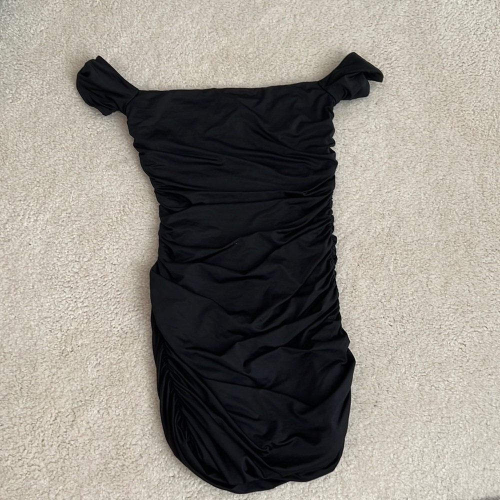 TOBI black mini off shoulder dress